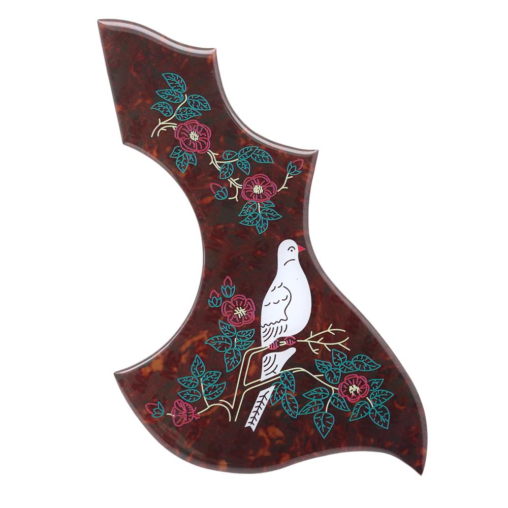 1R Hummingbird Flower Decorative Celluloid & Crystal Epoxy Resin Guitar Pickguard Anti-scratch Plate for Folk Acoustic Guitar