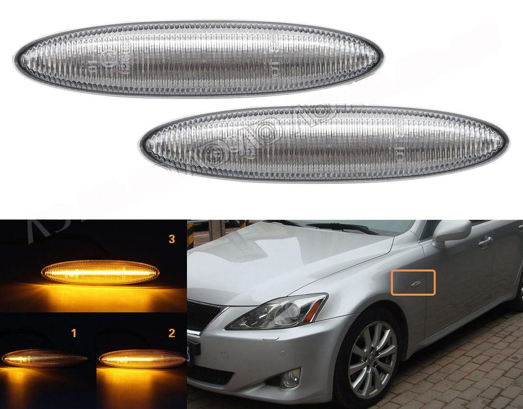 Fits 180 Mark sequential LED side clear lens TOYOTA, LEXUS, Crown, series, X, IS, GS, SC, indicators,