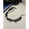 Black Stone Titanium Steel Men Women Street Fashion Geometric Bracelet For Casual Wear