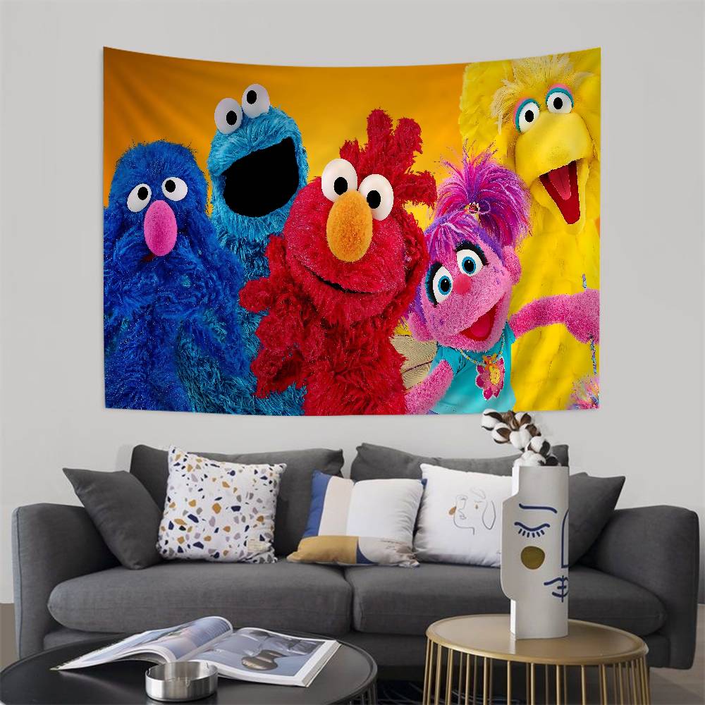 Cartoon SSesame Cookies SStreet Colorful Tapestry Wall Hanging Bohemian Wall Tapestries Mandala Wall Art Decor