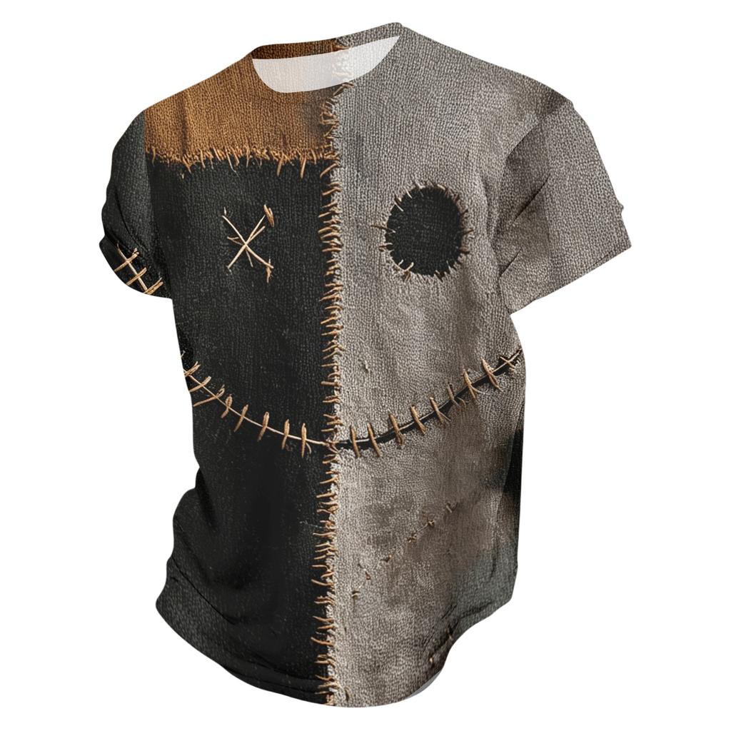 Men's Printed Short Sleeve T-Shirt Lightweight Breathable Round Neck Casual for Halloween