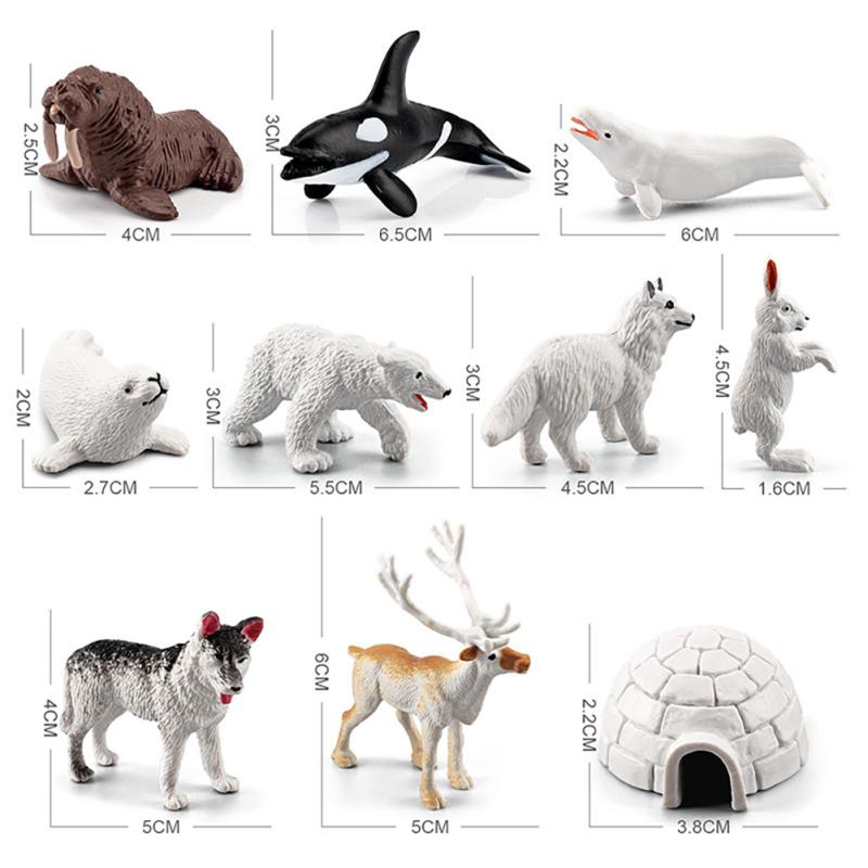 10 Pcs Arctic Animals Figurines Simulation Miniture Animals Models Kit Children Early Learning Tools