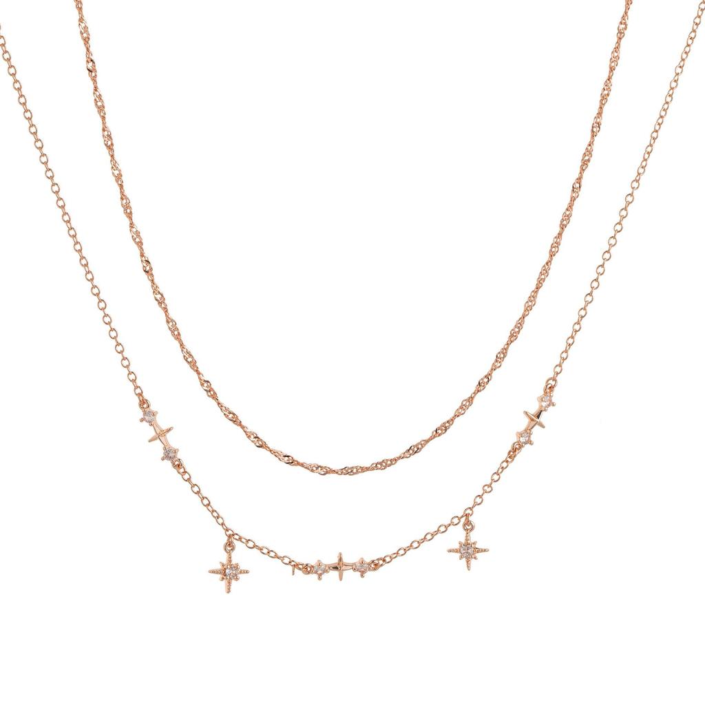 Zirconia Crystal Water Drop Pendant Necklace, Titanium Steel, Vacuum Electroplated, Geometric Design.