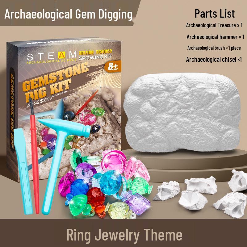 Kids' Luminous Gemstone Digging Set: Archaeological Treasure Hunt Crystal & Diamond Blind Box for Boys and Girls