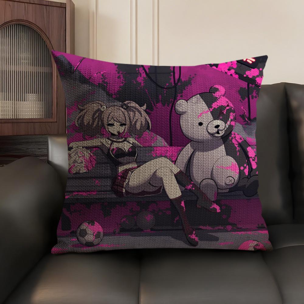 Adventure Puzzle Game D-Danganronpa Pillow Case Double-Sided Printing Short Plush Sofa Cushion Cover Bedroom Bedside Pillow