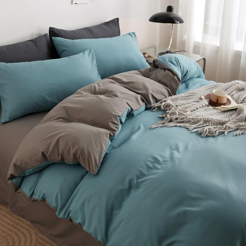 Καρό Μονόχρωμο Απλό Χρώμα Διπλοπλυμένο Βαμβάκι Βαμβακερό Σετ Τεσσάρων Τεμαχίων