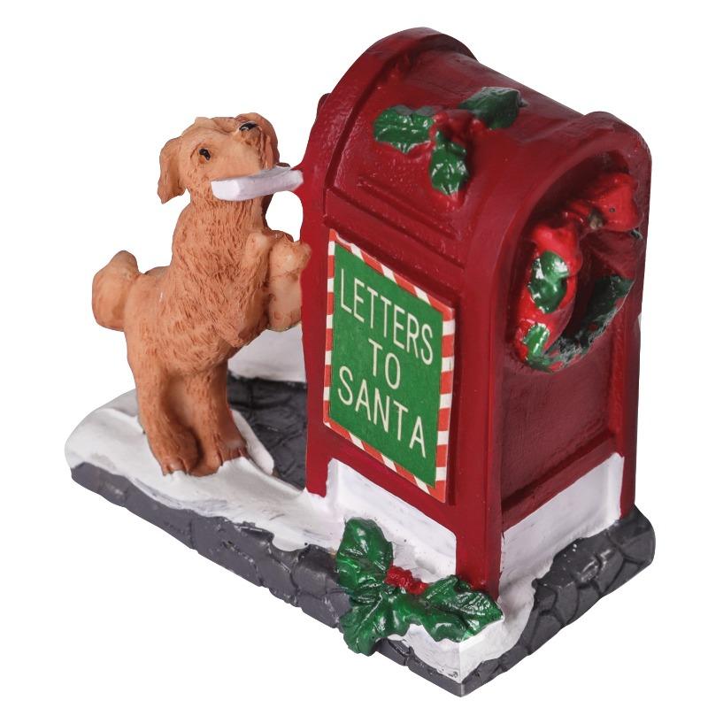

Christmas Gift Home Décor Resin Craft Small Red Dog Mailbox Animal Ornament – Convenient Practical Décor for Cozy Living Spaces