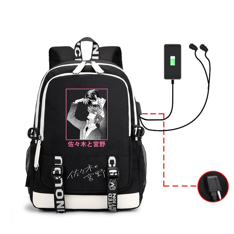 Popular Sunman, Sasaki And Miyano, Peripheral Printed Backpacks, Student Large-Capacity Schoolbags, Travel Bags