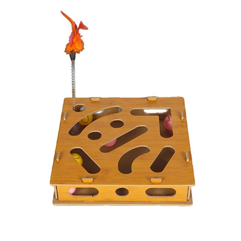 Cat self-entertainment gadget, pet educational digging toy, game maze box, cat teaser stick, track bell ball