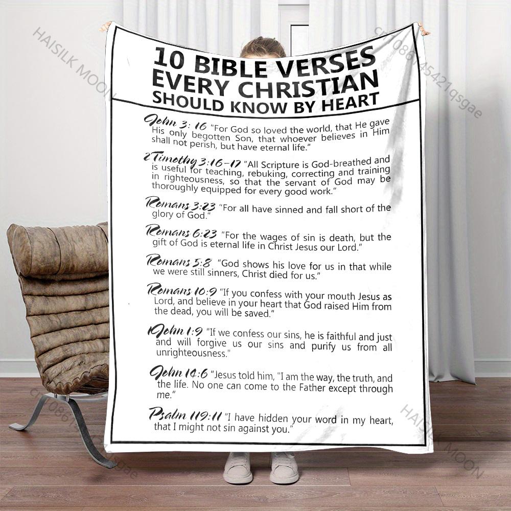 10 Bible Verses Every Christian Should Know Print Believer Pray Blanket Warm Soft Flannel Material Suitable for All Seasons