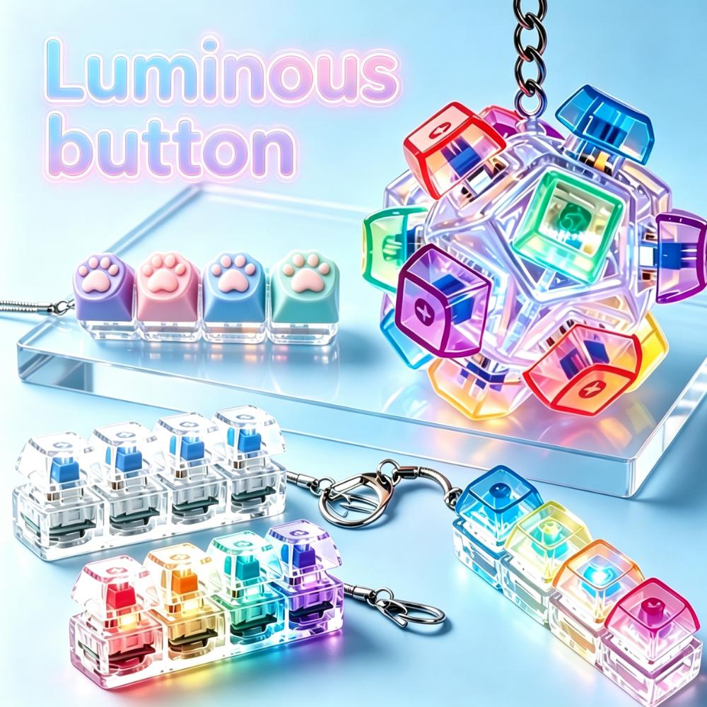 Sales Multi-Style Led Light-Up Keycap Keychain Clicker Fidget Toy Stress Relief Portable Desk Accessory For Adults