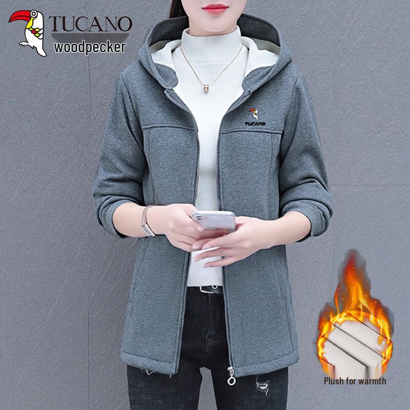 Women's Mid-Length Fleece-Lined Hooded Coat
