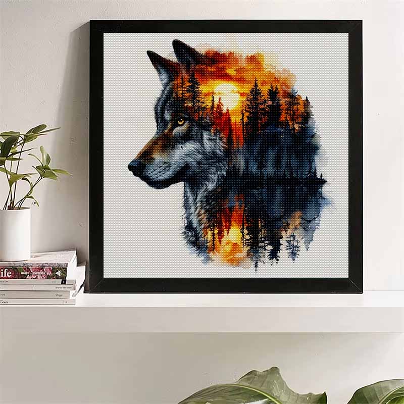 New Arrival 5D DIY Full Circle Diamond Painting "Wolf Shadow" Embroidery Cross Stitch Home Decor Gift