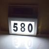 Custom Modern House Number LED Sign Light Solar Wall Light with Warm White Light Stainless Steel for Garden and Outdoors