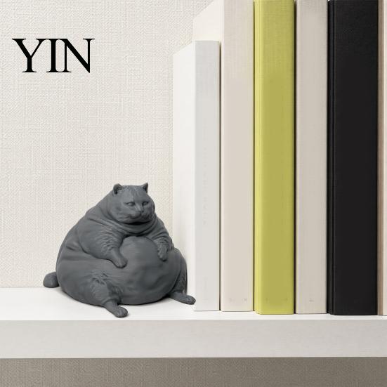 Sitting Cat Statue 3D Printed Fat Figurine, Modern for Durable Ornament Desk Decor, Animal Shape Collectible Ornament, Lovers Gift Small Sculpture