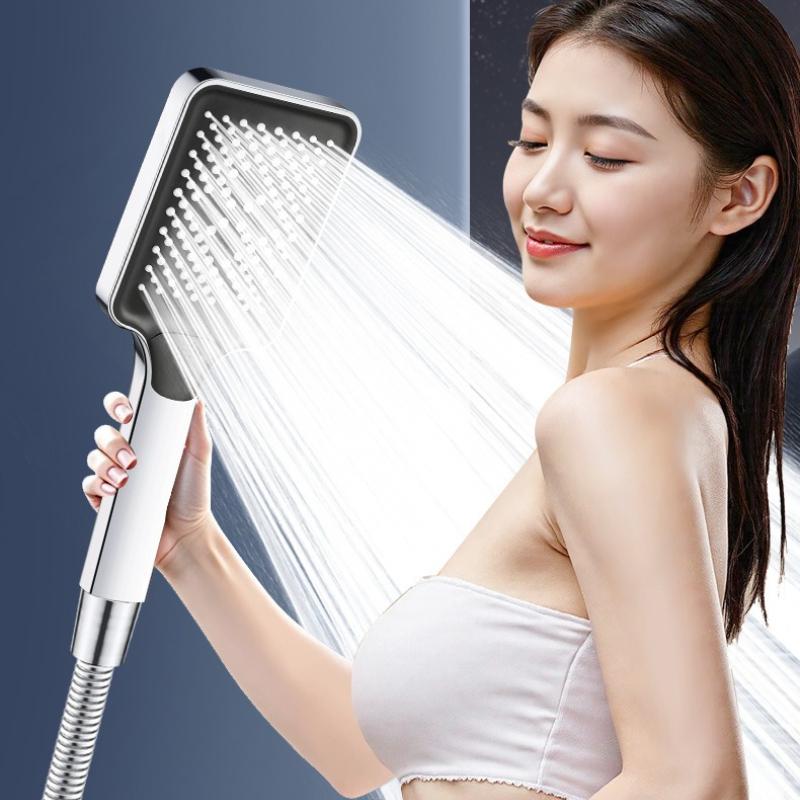 Shower Head, Pressure-boosting Shower Nozzle, Large Water Output Silicone Anti-clogging Shower Head with Three-level Adjustment
