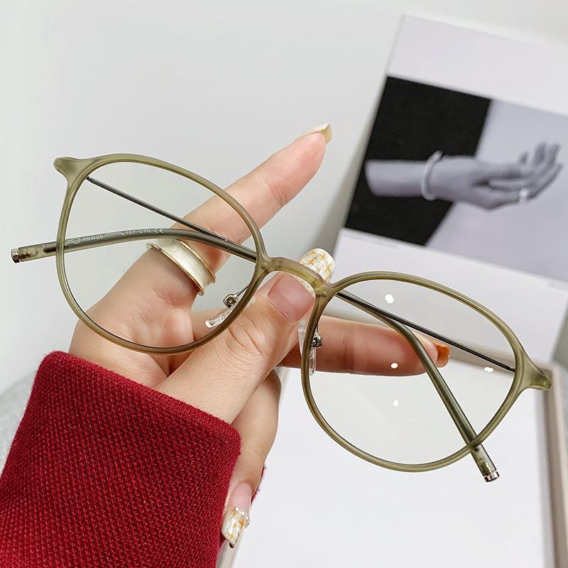 T7182 Round Thin Frame Light Myopia Glasses Frame Female Plain Makeup Literary Flat Mirror Male Tide