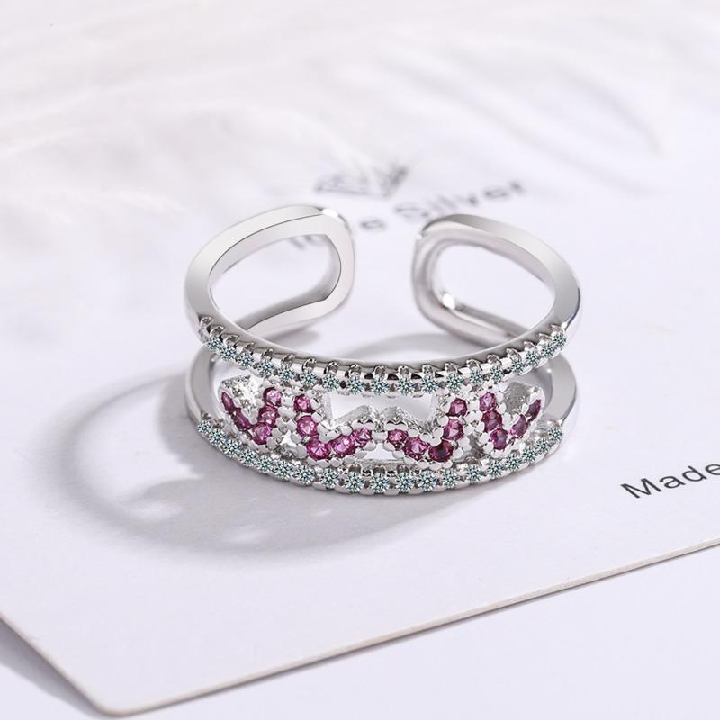 BELLA BOX Opening Resizable Rings For Women Zircon Engagement Party Fine Jewelry Gift