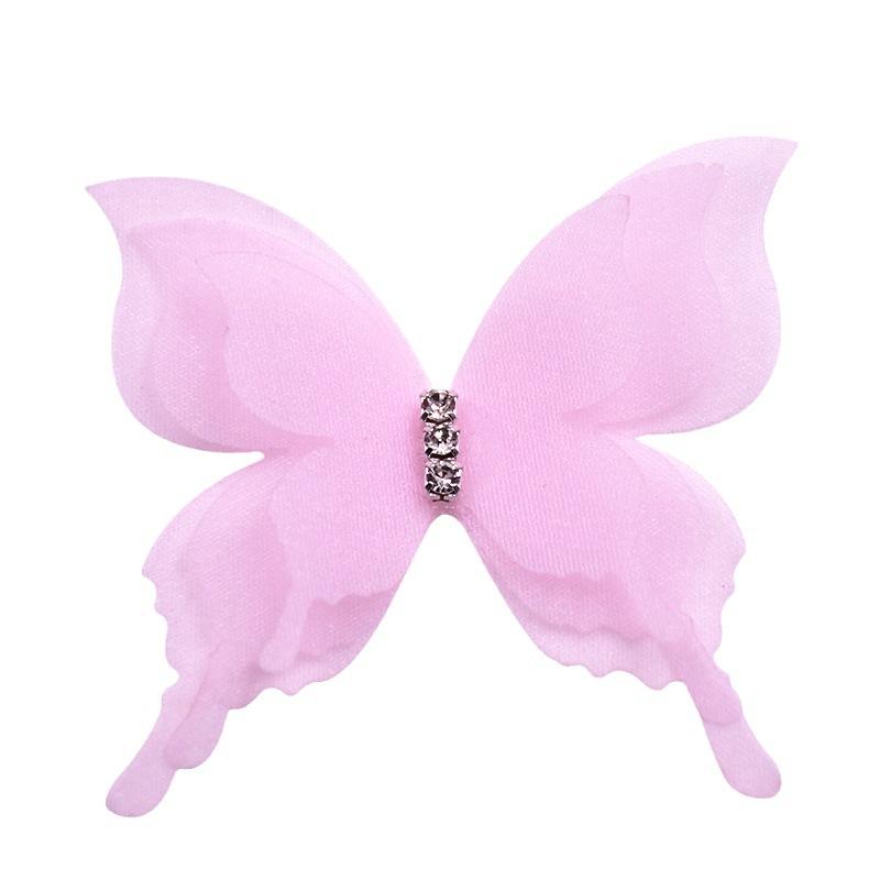 10 Stück Farbverlauf Organza Stoff Schmetterling Applikationen 3D 5CM Chiffon Schmetterling Verträumt Durchscheinend DIY Nähen Basteln Dekoration