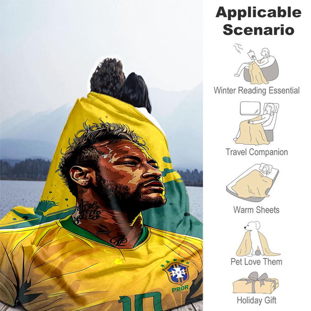 1PC Soccer Star Outdoor Blanket Lightweight Flannel, Soft & Warm, All-Season Use for Sofa, Outdoor, Camping, Living Room, Office81