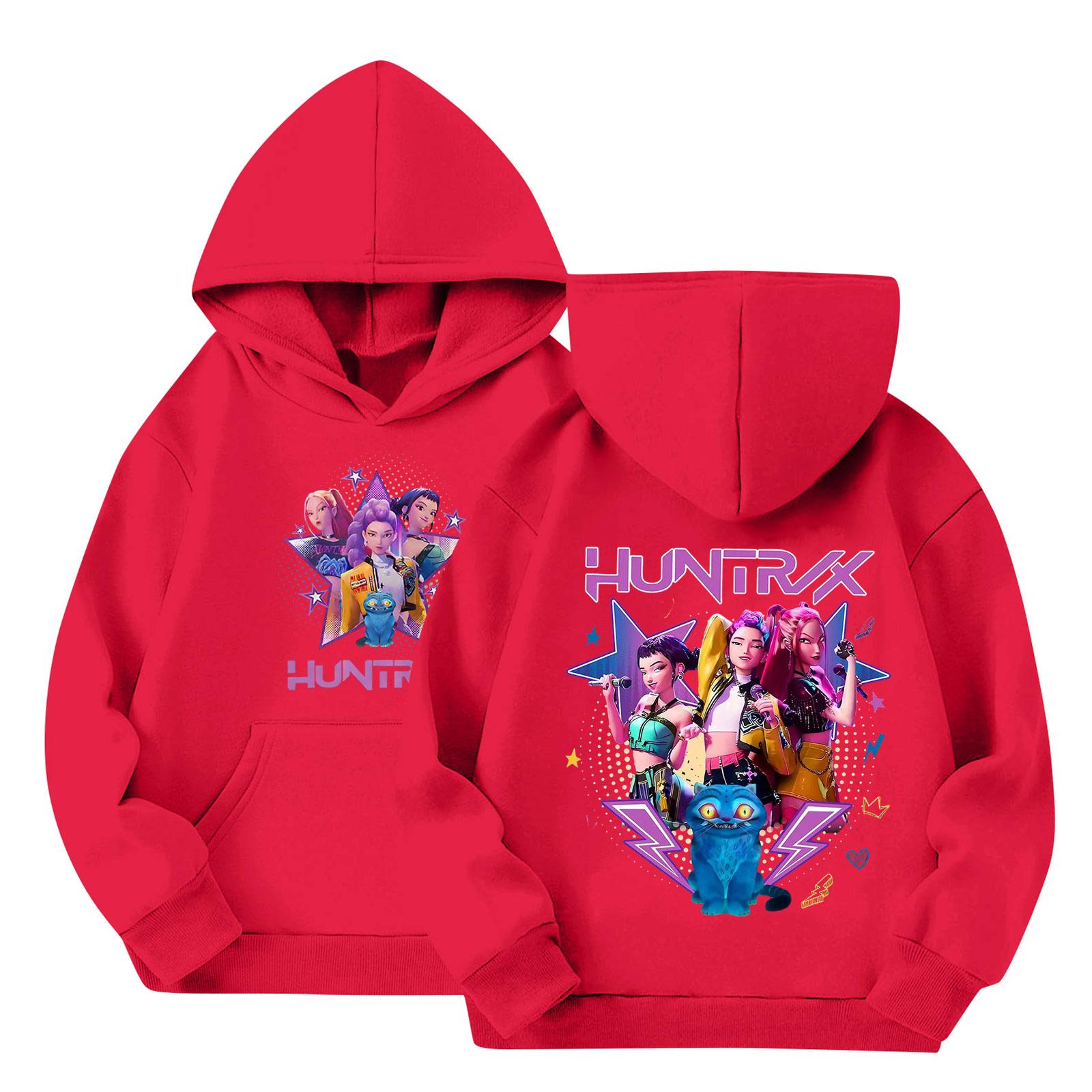 Children s Long-sleeved Loose Pullover Letter-printed Hooded Sweatshirt 140 красный