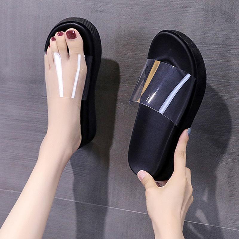 

Сандалии на толстой подошве, тапочки, женские летние модные уличные тапочки Ins Tide, прозрачные тапочки трапециевидной формы с маффином 39