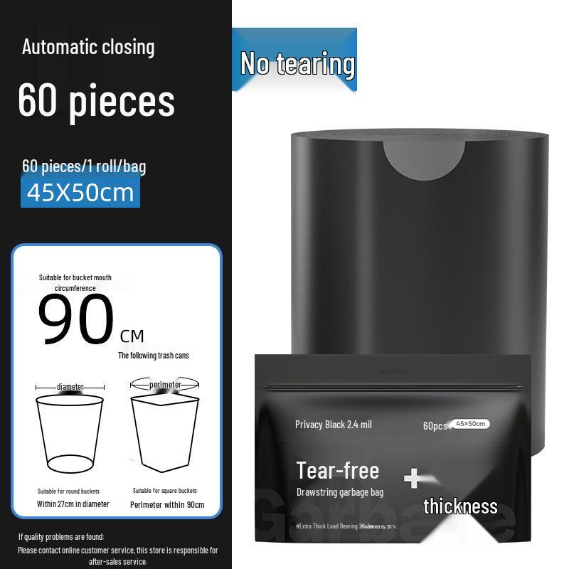 Durable Drawstring Trash Bags - Tear-Resistant, Self-Sealing Kitchen and Dormitory Use