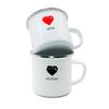 Customized Letter Enamel Water Cup, Minimalist Couple Cup, Creative Heart-shaped Pattern Customization, Valentine's Day Gift.