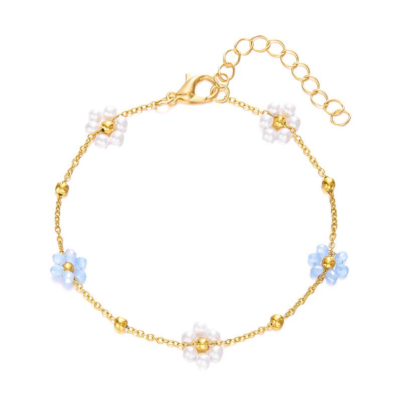 European American High-End Heart Flower Beaded Necklace & Girlish Flower Choker Set