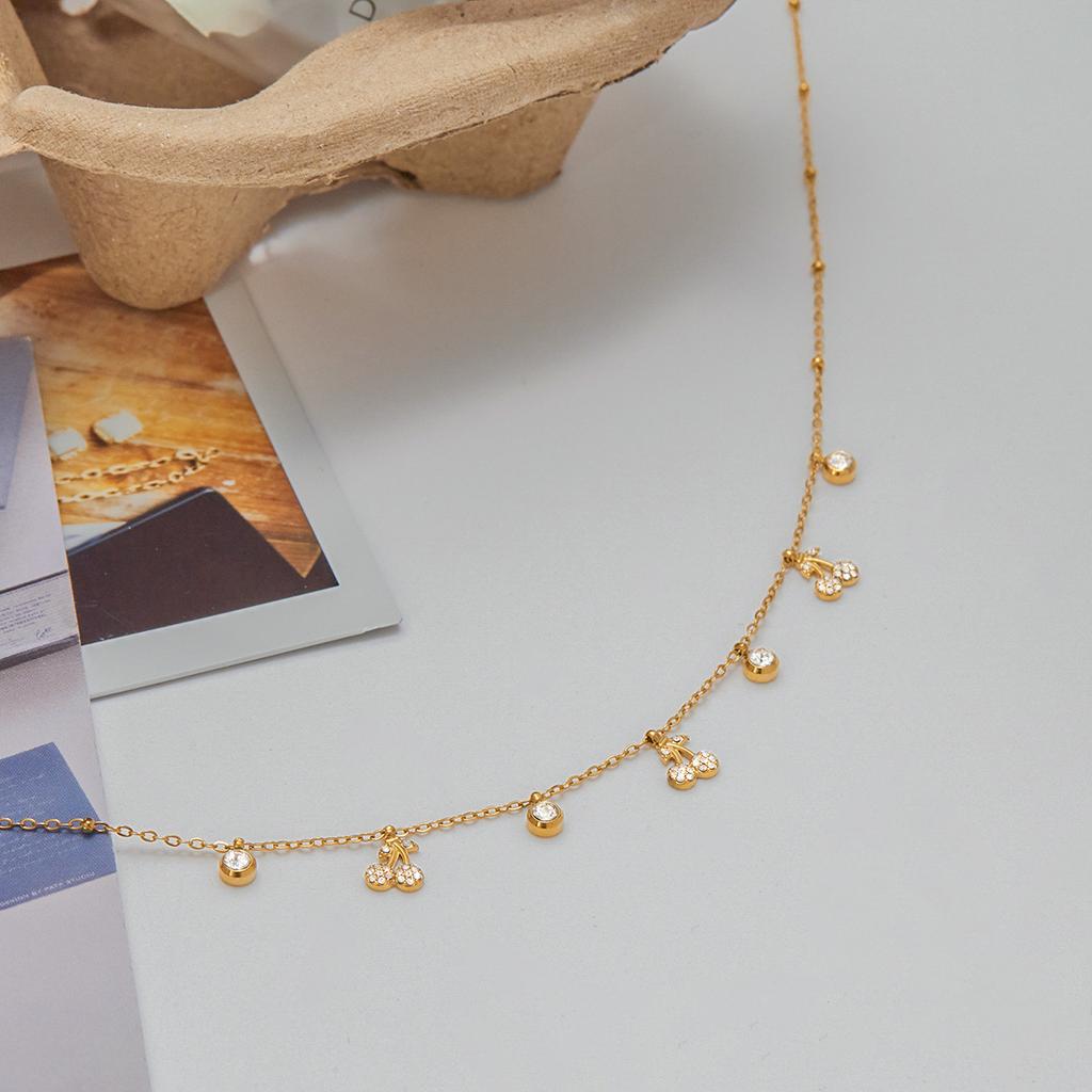 Titanium Steel Necklace Accessory - Women's Summer High-end Luxury Niche Stainless Steel Jewelry - Cherry Style Collar Chain