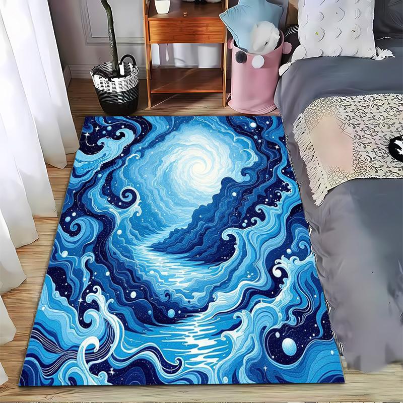 Blue Swirl Galaxy Pattern carpet Non-slip rug suitable for living room and bedroom sofas