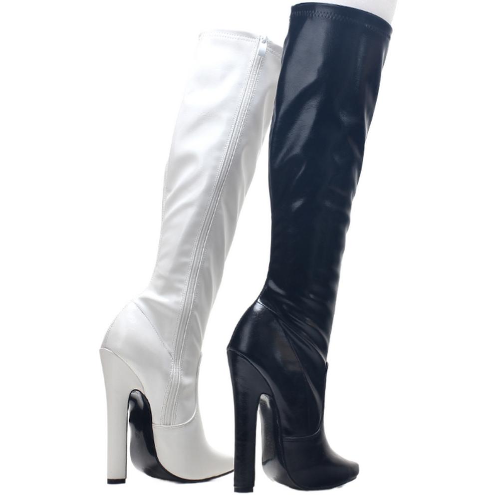 Fashion FHC 2025 New Square Heel 15-17CM,Women Knee High Boots,Fetish Vintage Dance Shoes,Men Cosplay Botas,Black,White.Customized Color