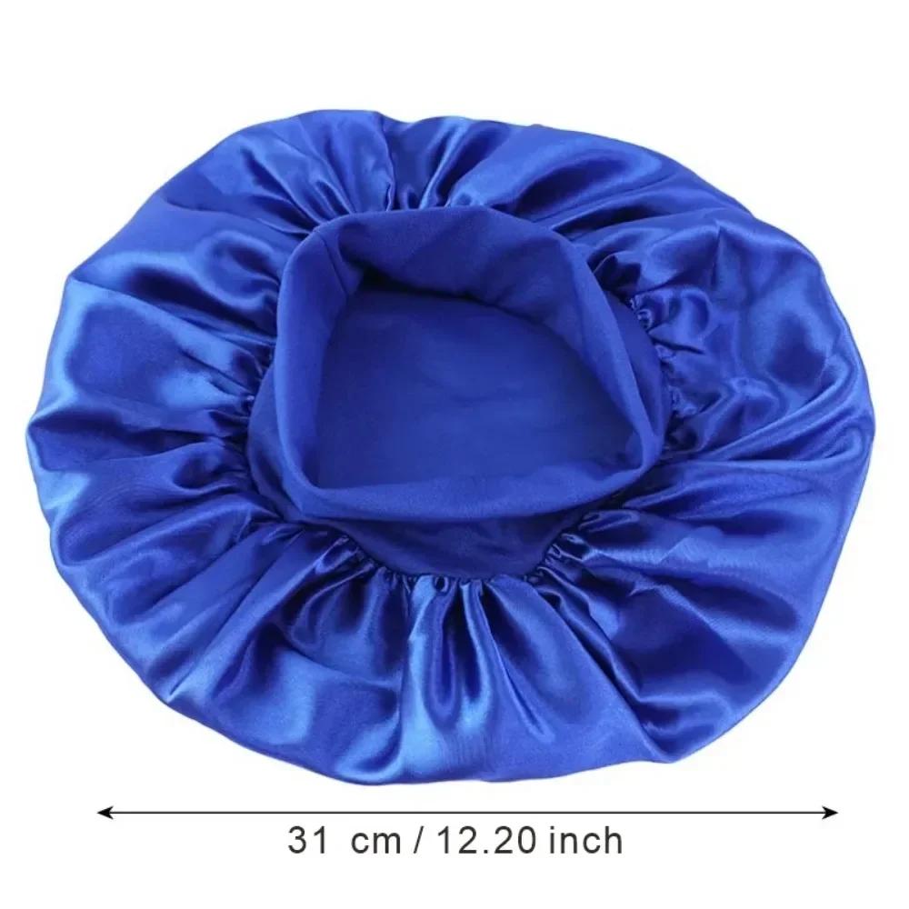 High Elastic Satin Solid Sleeping Hat 1Pcs Hair Care Bonnet Nightcap Multi-color Reusable Women Home Sleeping Cap Accessories