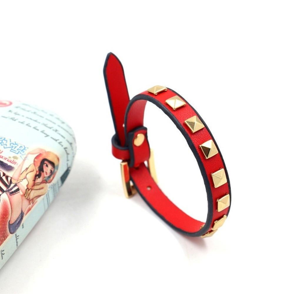 PU Leather Rivets Bracelet Square Rivets Single Ring Bracelet Leather Bracelets  Gift Jewelry