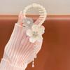 Elegant Flower Faux Pearl Tassel Hair Claw Shining Rhinestone Hair Clip Women Hair Barrette Girl Bun Hair Holder Fringe Hairpin Jewelry Hair