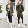 Women’s Hooded Jacket Cotton Padded Light Rain Water Resistant Zipper Closure Windproof Puffer Coats Hidden Side Pockets Winter Long Outwear