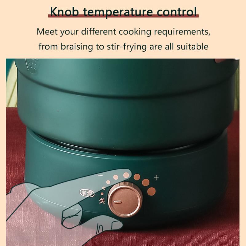 Elektrischer geteilter Kochtopf, faltbar, Multikocher, Bratpfanne, Eintopf, Dampfgarer, Reiskocher, Suppenkocher, Wasserkocher, Reise