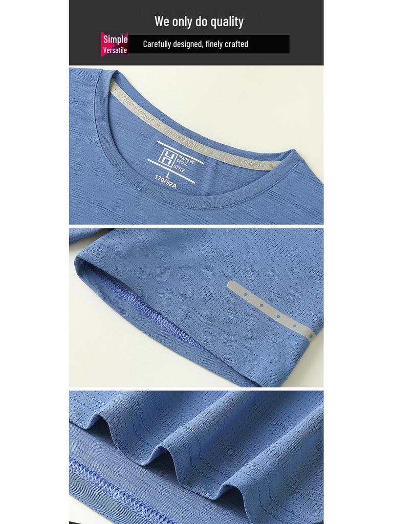 Custom Logo Ice Silk Quick-Dry Running T-Shirt - Crew Neck Short Sleeve Team Workwear