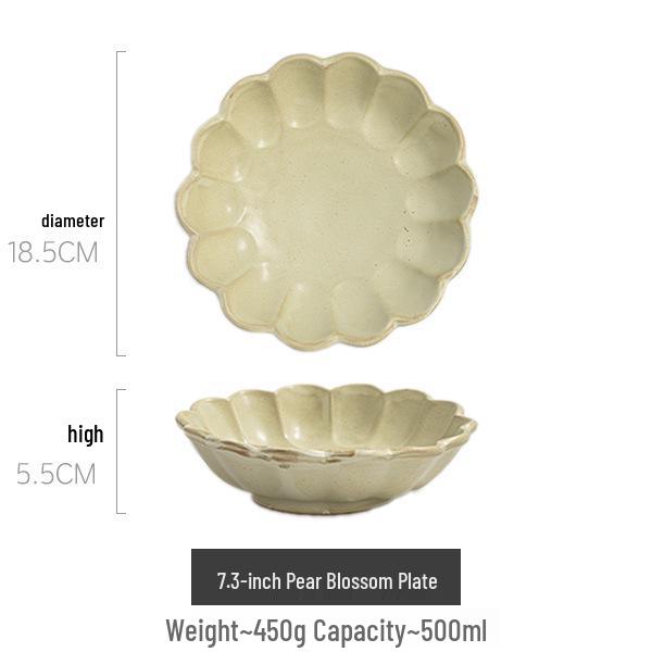 Japanese Handmade Wabi-Sabi Style Retro Pottery Salad and Dessert Plate
