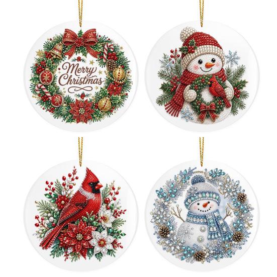 Acrylic Holiday Hanging Ornaments Christmas Ornament, Double Side Printed Santa Pendant for Tree Window, Personalized Gift Tags 2D Flat Festive Decor