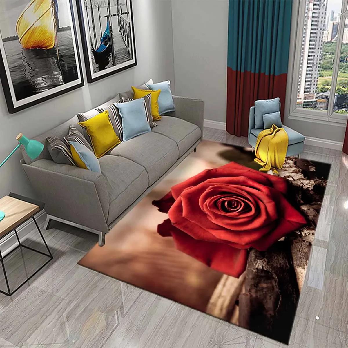 

Ковры с красными розами для гостиной, романтический ковер с цветами, мягкий напольный коврик, цветочные ковры для спальни, декоративные коврики для зонирования ко Дню святого Валентина 40x60cm