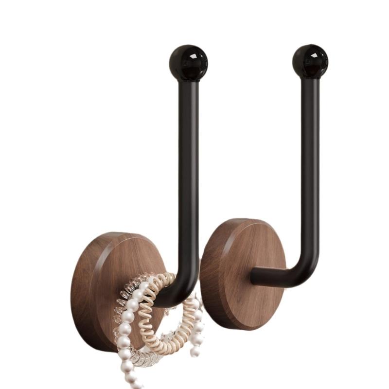 Adhesive Wood Hook Auto Adhesive Home Organizers For Bathroom Storage Drillless Mounting Durable Wooden Design