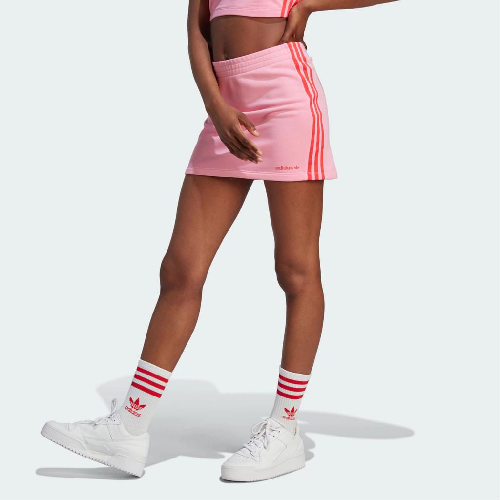 Adidas Originals Island Club Mini Skirt Logo Print Vertical Stripes High Waist Sports Casual Skirt Women Skirts Pink IT8167