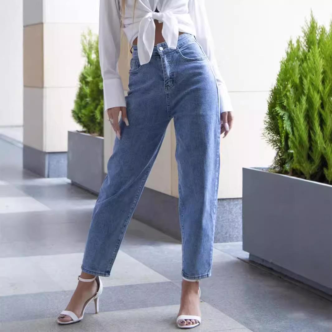 

2024 Autumn/Winter Women s High-Waisted Straight Leg Jeans L світло-синій колір