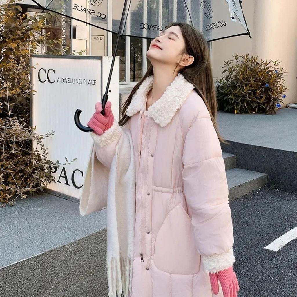 Solid Winter Coat Women Long Parka Thickened Oversized X-Long Cotton-padded Jacket Clothing Puffer Female Casual Outerwear New 2