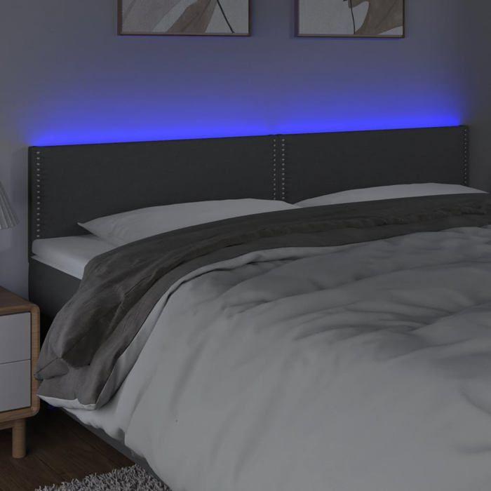 VidaXL Tête de Lit à LED Meuble de Chambre à Coucher Accessoire de Lit Double Tête de Cadre de Lit Intérieur Gris Foncé 3121479