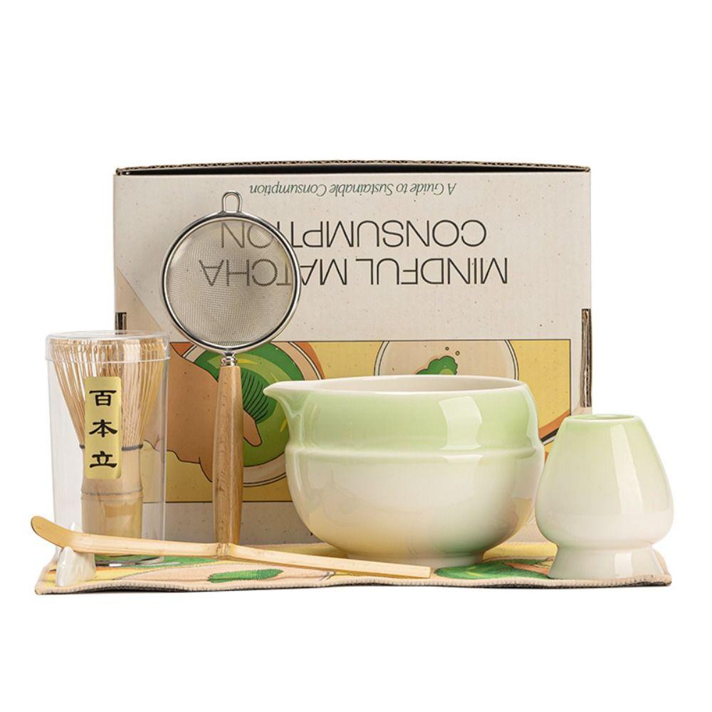 4PCS Food Grade Japanese Matcha Tea Set Reusable Japanese Chasen Traditional Matcha Whisk  Stirring