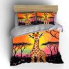 Arte Giraffa con Set Copripiumino Safari al Tramonto Copripiumino Federe  (1*Copripiumino 2*Federe, senza piumino)