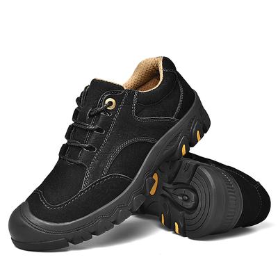 Men's Genuine Leather Hiking Boots Low Top Casual Outdoor Shoes