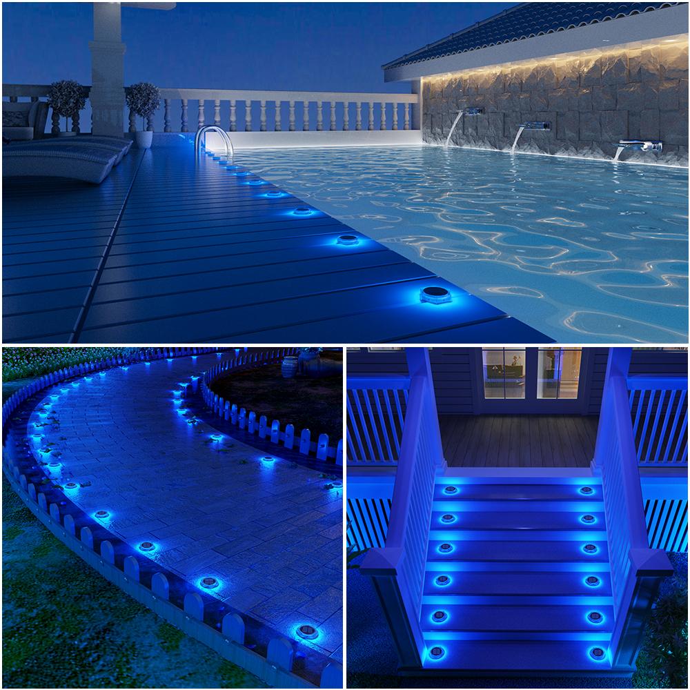 Outdoor Waterproof IP68 Solar Powered Landscape Path Stair Light PC Material LED Step Lights for Balcony Yard